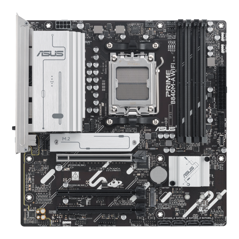 Tarjeta Madre Asus PRIME B840M-A WIFI, AM5, M-ATX, PCIe 4.0 Ready, Wi-Fi 6E, DDR5, 2.5Gb Ethernet, Aura Sync